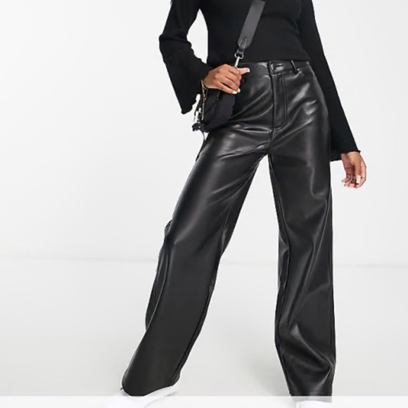 ASOS faux leather wide legs pants NWT size US 12 - Picture 1 of 7